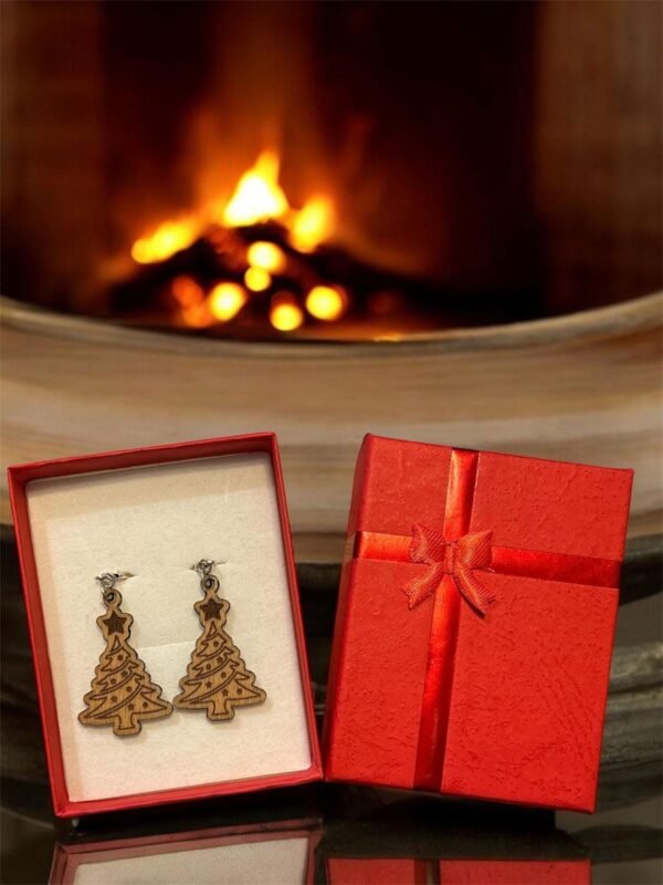 Holz Weihnachtsbaum Ohrringe – Einzigartige Weihnachtsaccessoires