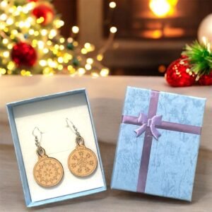 Holz Weihnachtskugel Ohrringe – Einzigartige Weihnachtsaccessoires