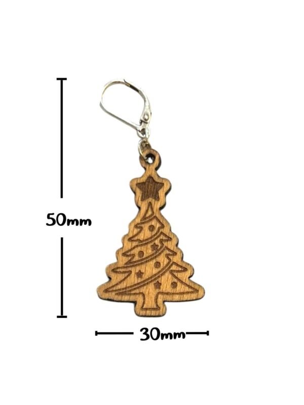 Holz Weihnachtsbaum Ohrringe – Einzigartige Weihnachtsaccessoires – Bild 5