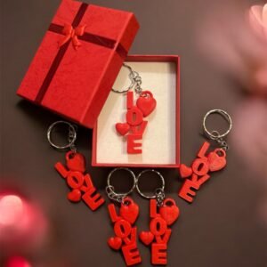 Handgemachter 3D-LOVE Schlüsselanhänger – Inklusive Geschenkbox – Einzigartiges Liebesgeschenk in Rot
